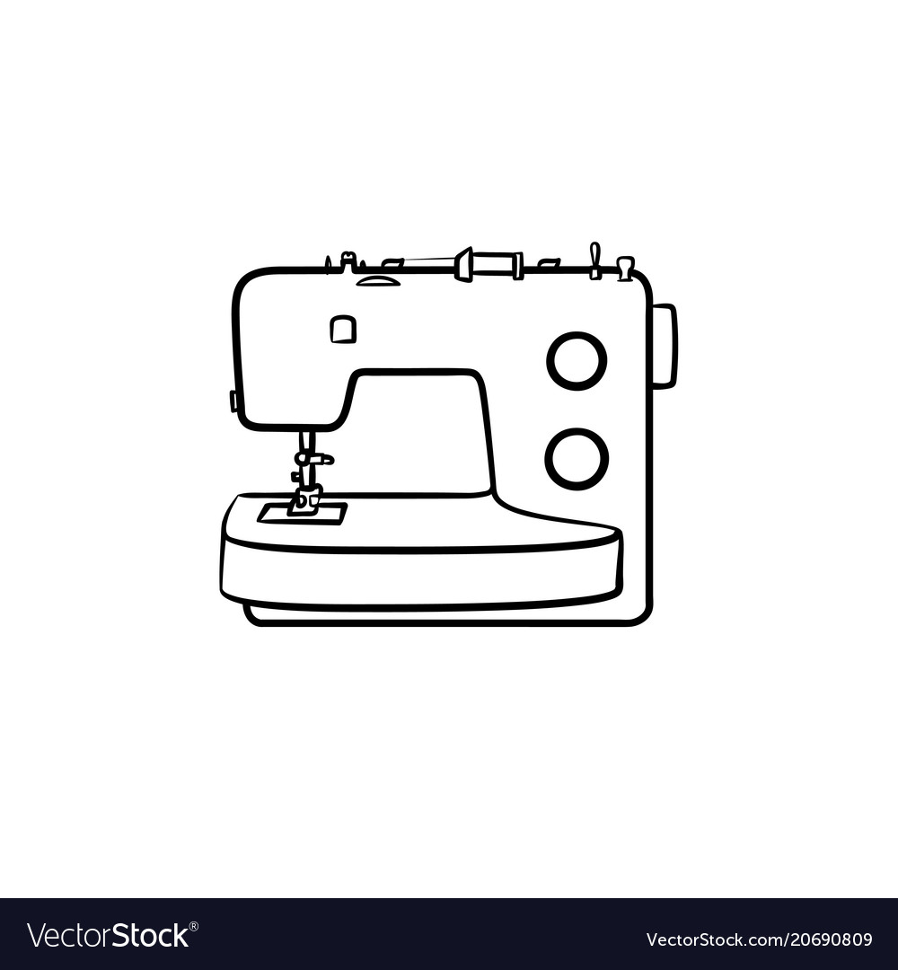 Sewing machine sketch style Royalty Free Vector Image