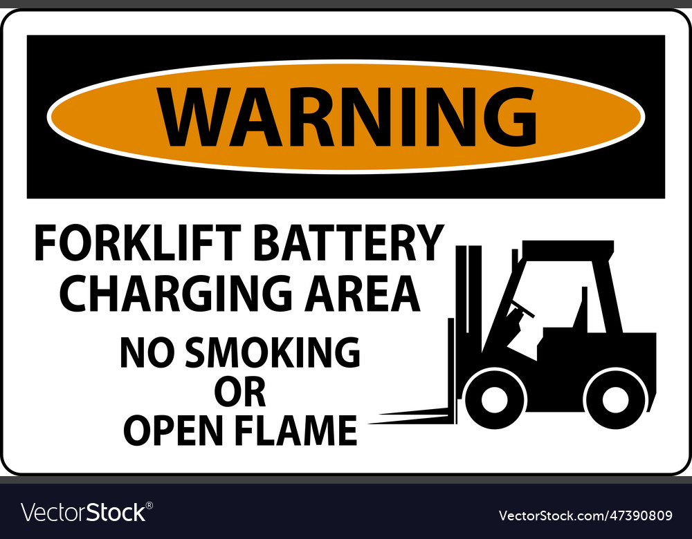 Warning sign forklift battery charging area Vector Image