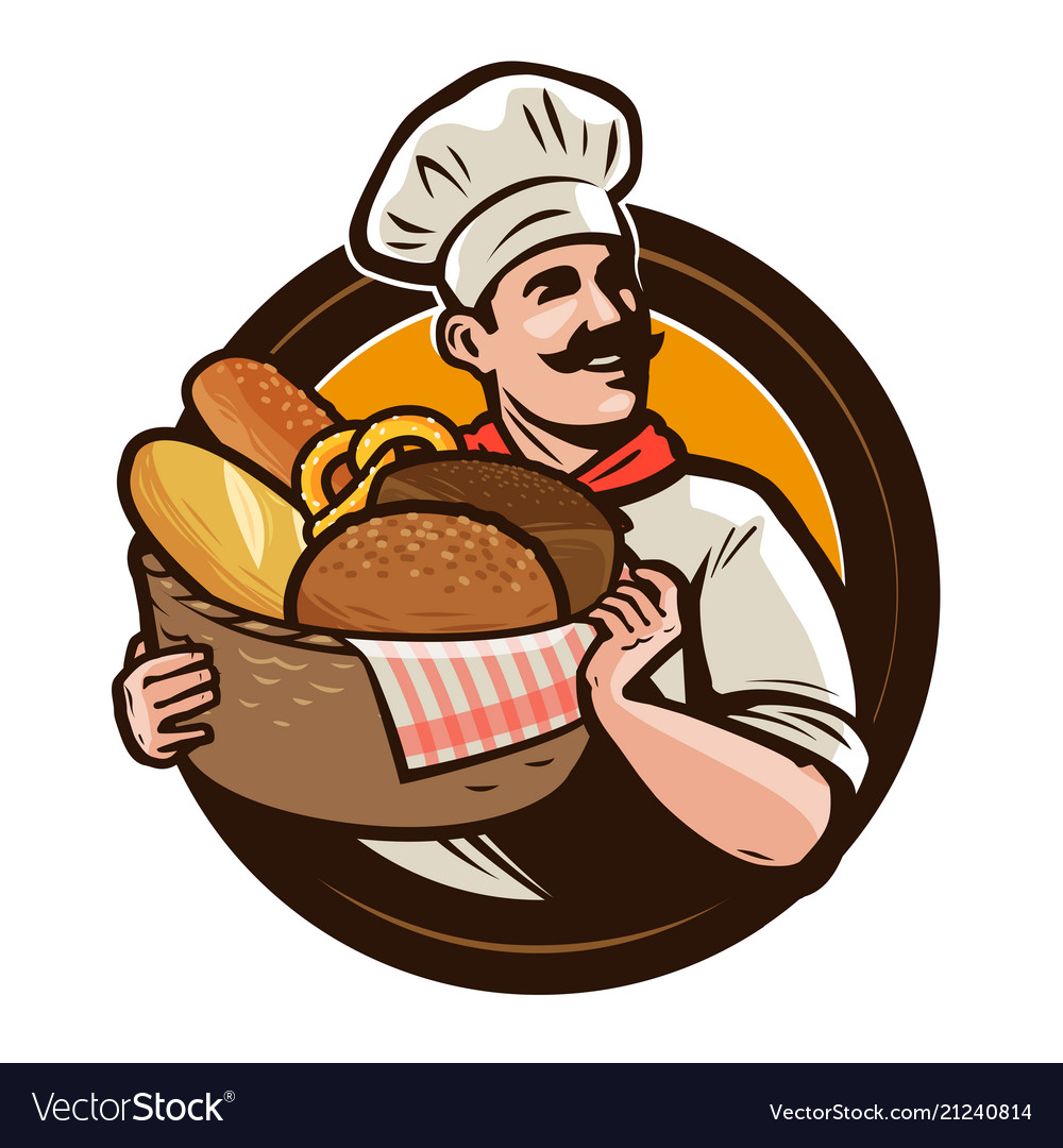 Bakery bakehouse logo or label baker Royalty Free Vector