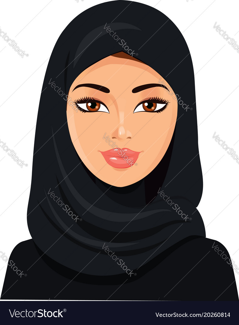 Beautiful Muslim Woman In Black Hijab Isolated On Vector Image