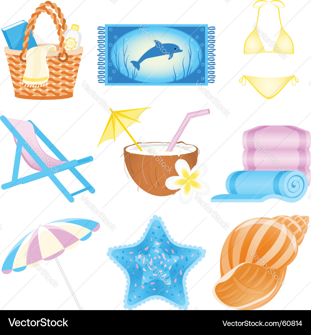 Icon set vacations Royalty Free Vector Image - VectorStock