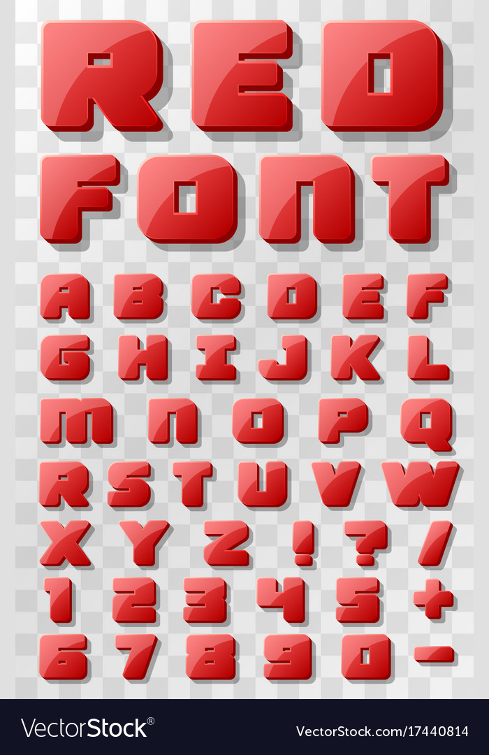 Red font 3d on a transparent background Royalty Free Vector