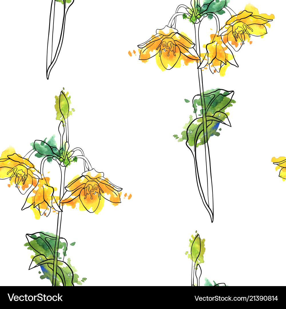 Seamless pattern with yellow flower Royalty Free Vector