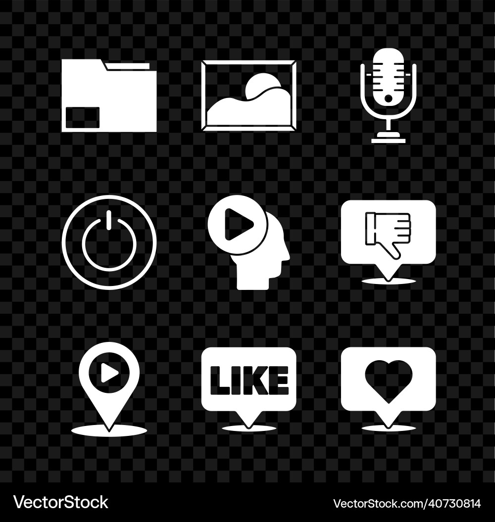 Set document folder picture landscape microphone Vector Image