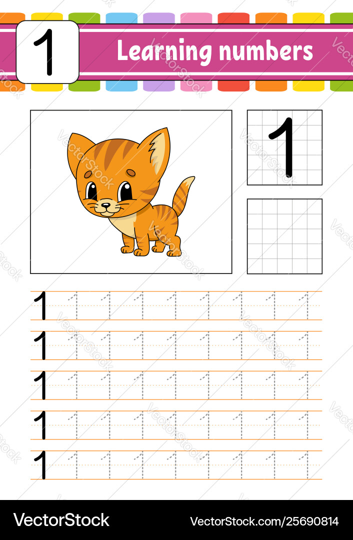 Trace and write handwriting practice learning Vector Image