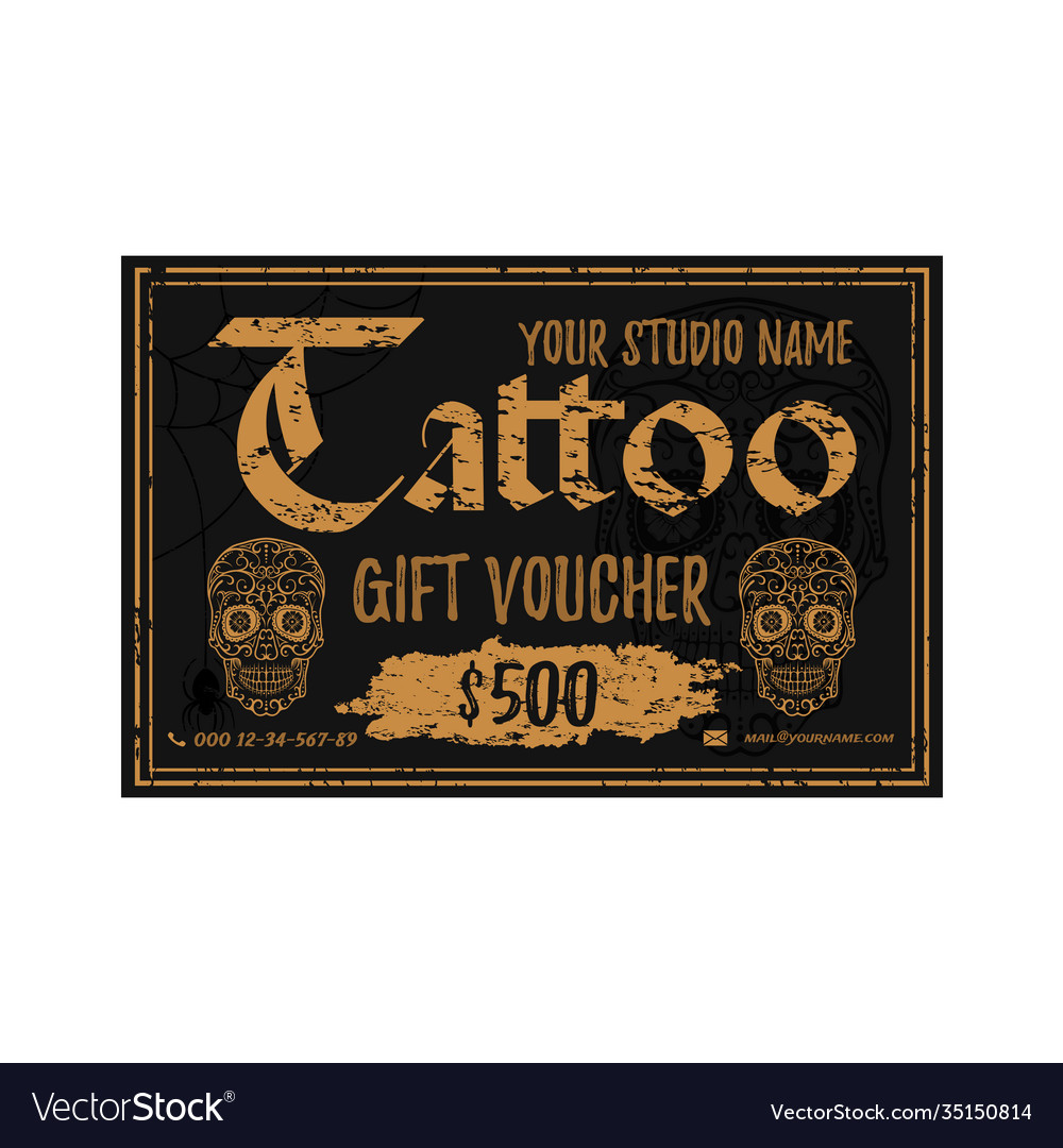 Vintage tattoo gift voucher template for your