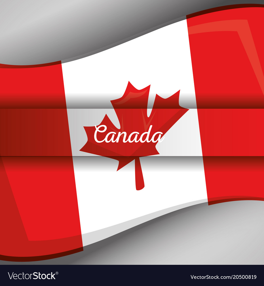 Canada flag map monument Royalty Free Vector Image