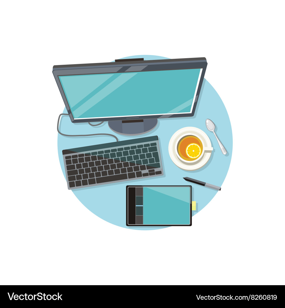 Design graphic work space flat Royalty Free Vector Image