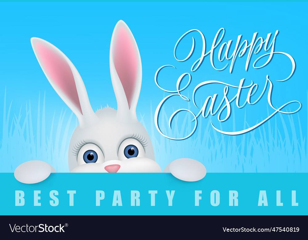 Happy easter best party for all lettering and hare