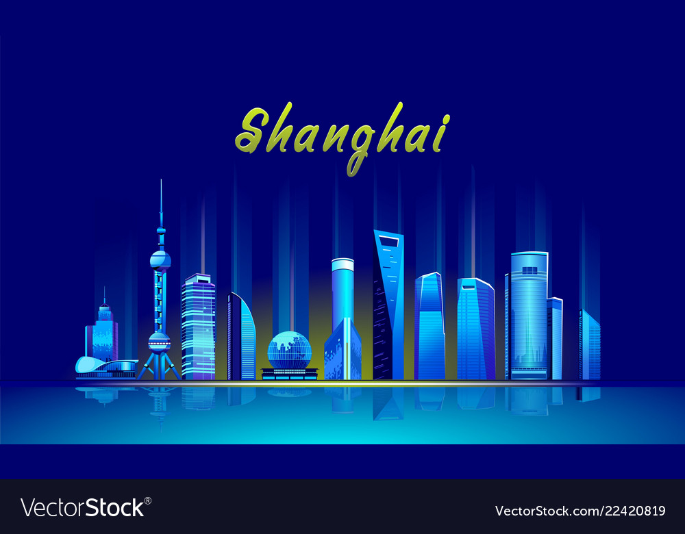 Shanghai neon city Royalty Free Vector Image - VectorStock