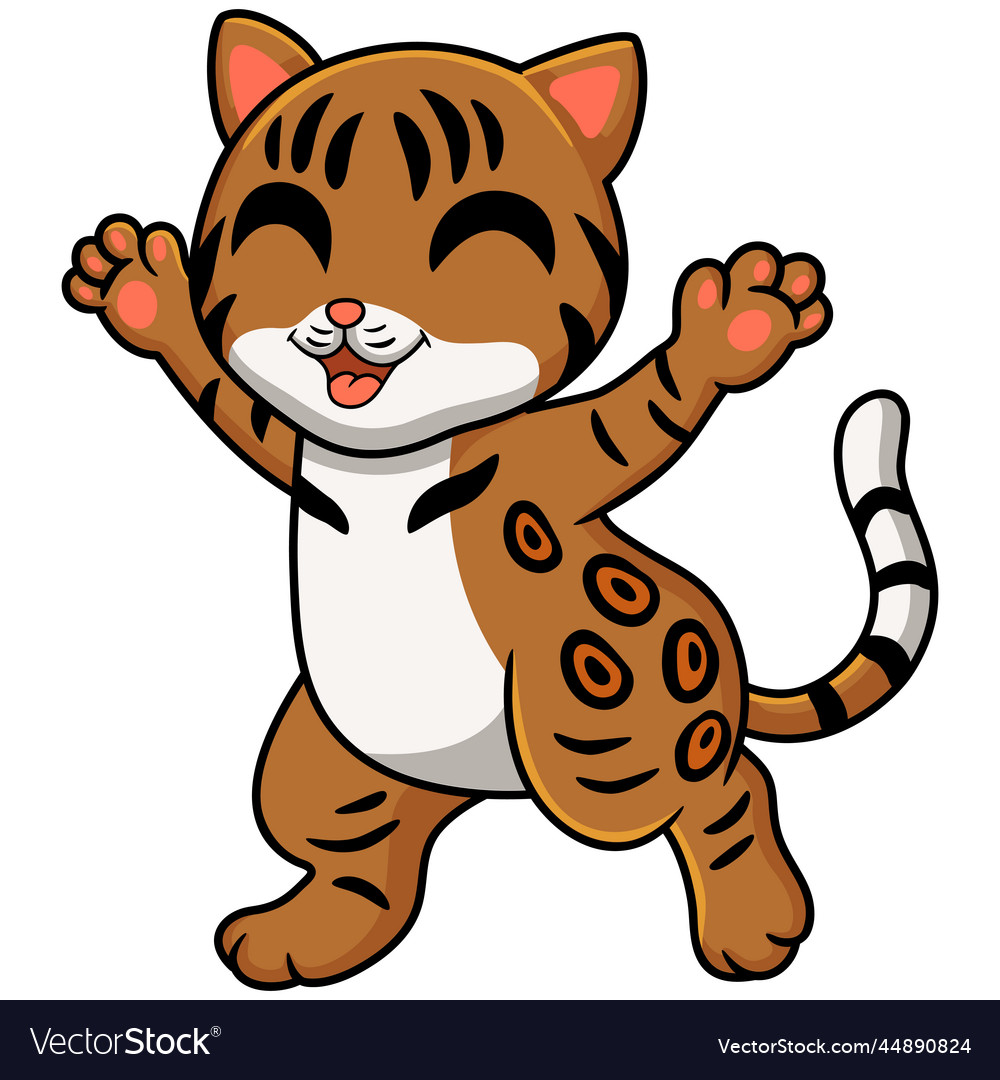 Cute bengal cat cartoon walking Royalty Free Vector Image Cute bengal cat cartoon walking Royalty Free Vector Image