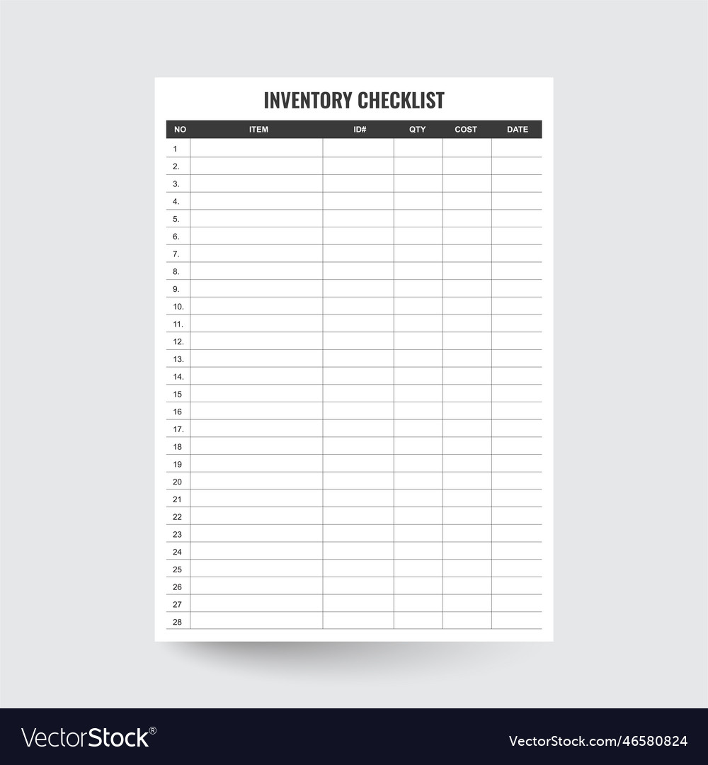Inventory checklist Royalty Free Vector Image VectorStock