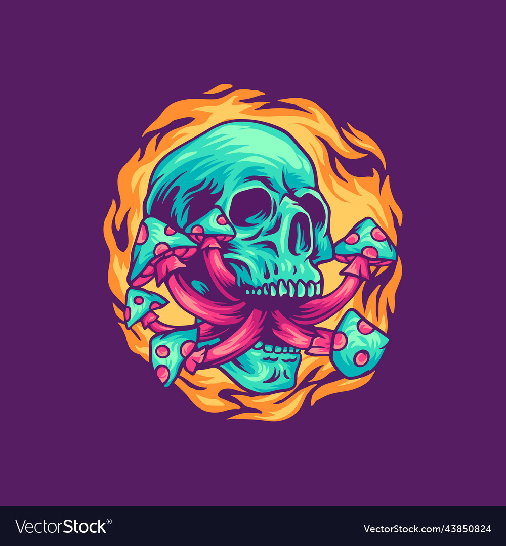 Magic mushrooms skull vector image Magic mushrooms skull