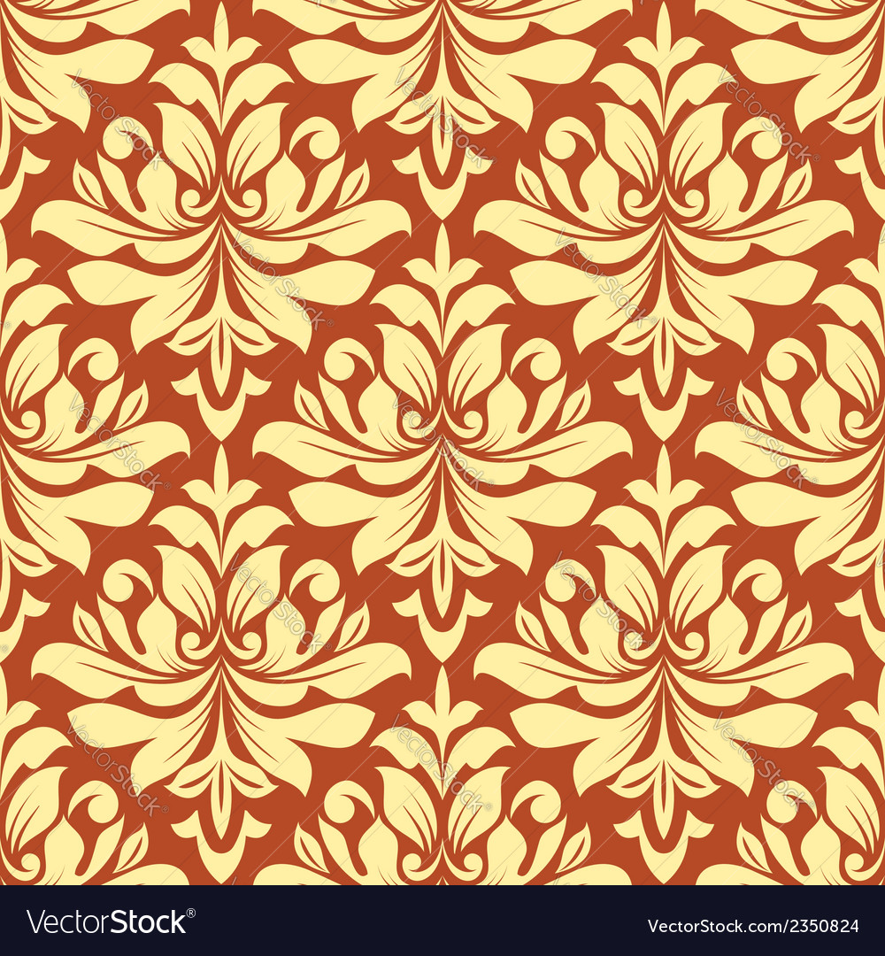 Orange and beige seamless damask pattern Vector Image