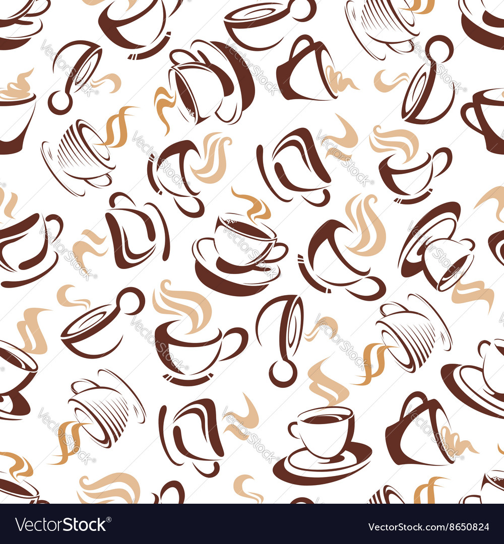 Seamless pattern with turkish coffee or cappuccino