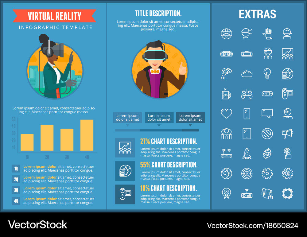 Virtual reality infographic template and elements Vector Image