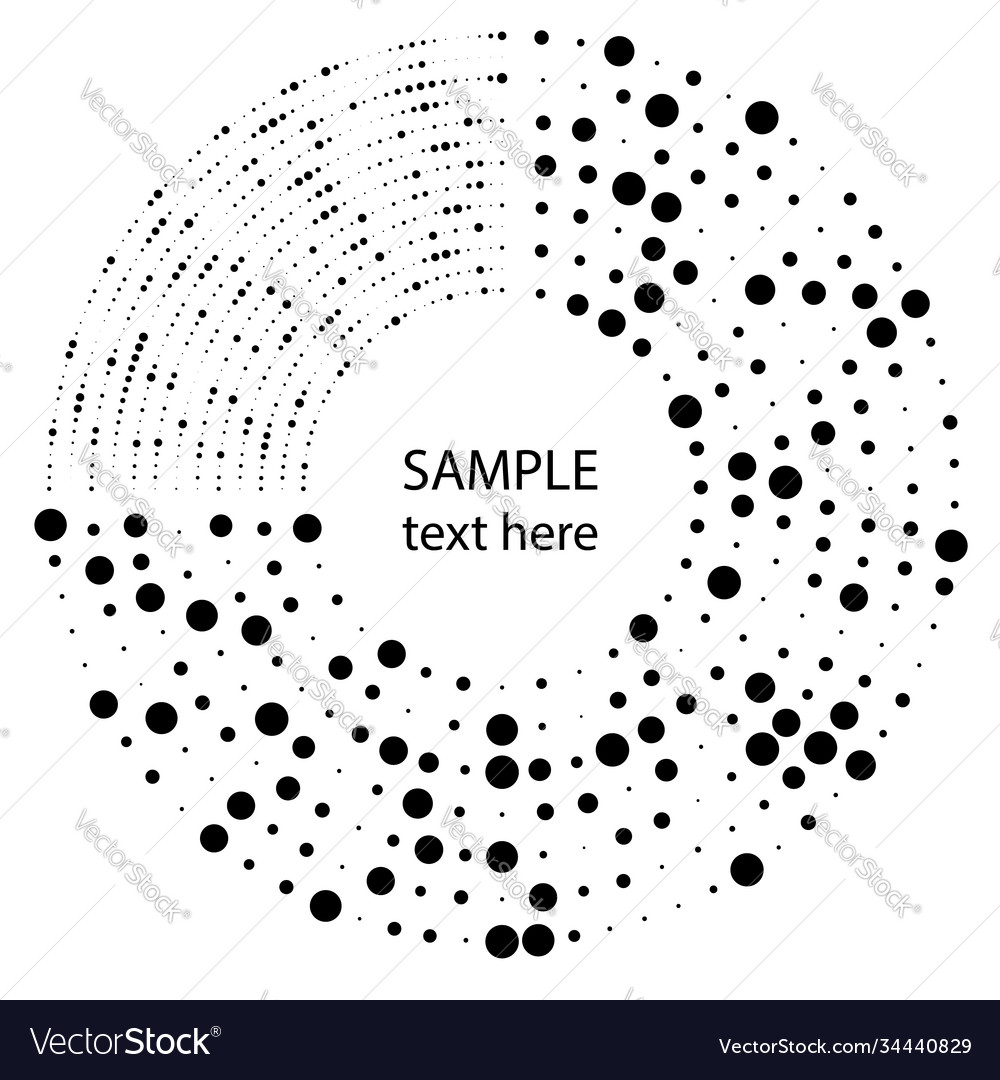 Black Radial Concentric Curvy Halftone Dots Vector Image