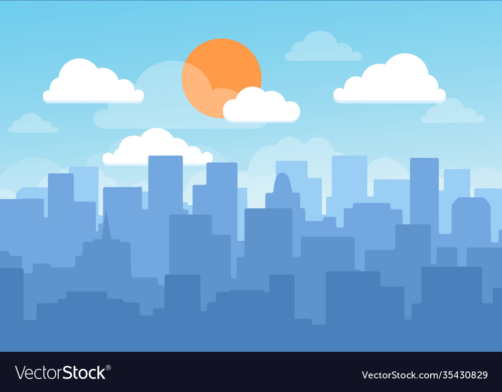 Blue sky cityscape Royalty Free Vector Image - VectorStock