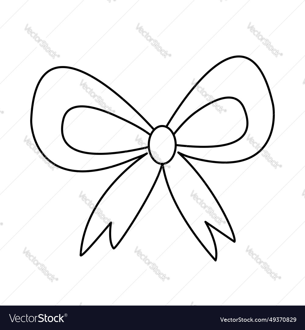 Doodle style gift bow flat outline Royalty Free Vector Image