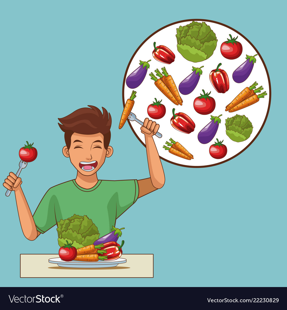 Healthy food cartoons Royalty Free Vector Image