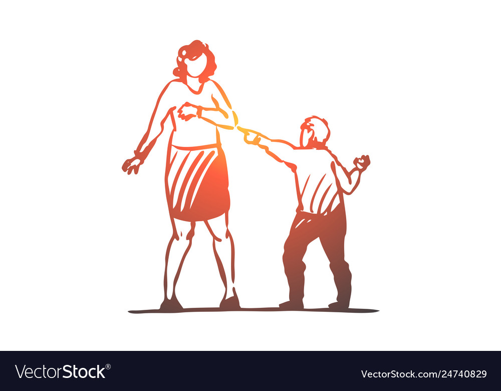 Son mother child parent angry scold Royalty Free Vector