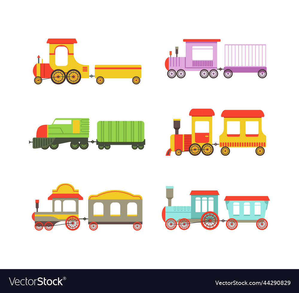 Toy colorful train or locomotive as rail transport