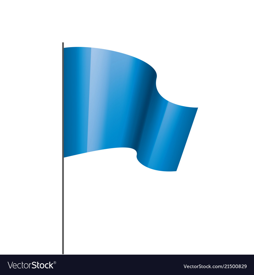 Waving the blue flag on a white background Vector Image