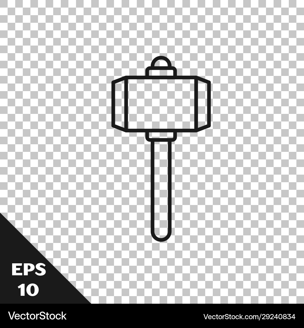 Black line battle hammer icon isolated Royalty Free Vector