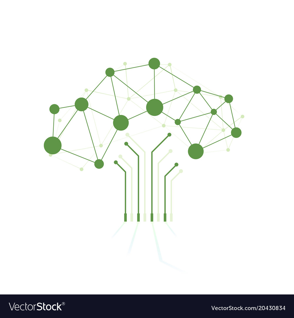 Digital tree made circuits Royalty Free Vector Image