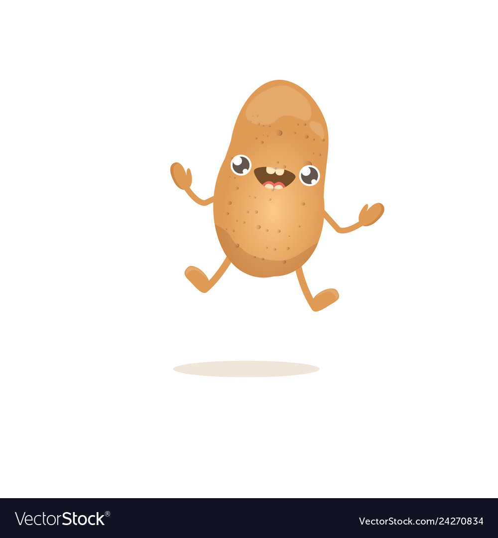 Funny cartoon cute smiling tiny potato Royalty Free Vector