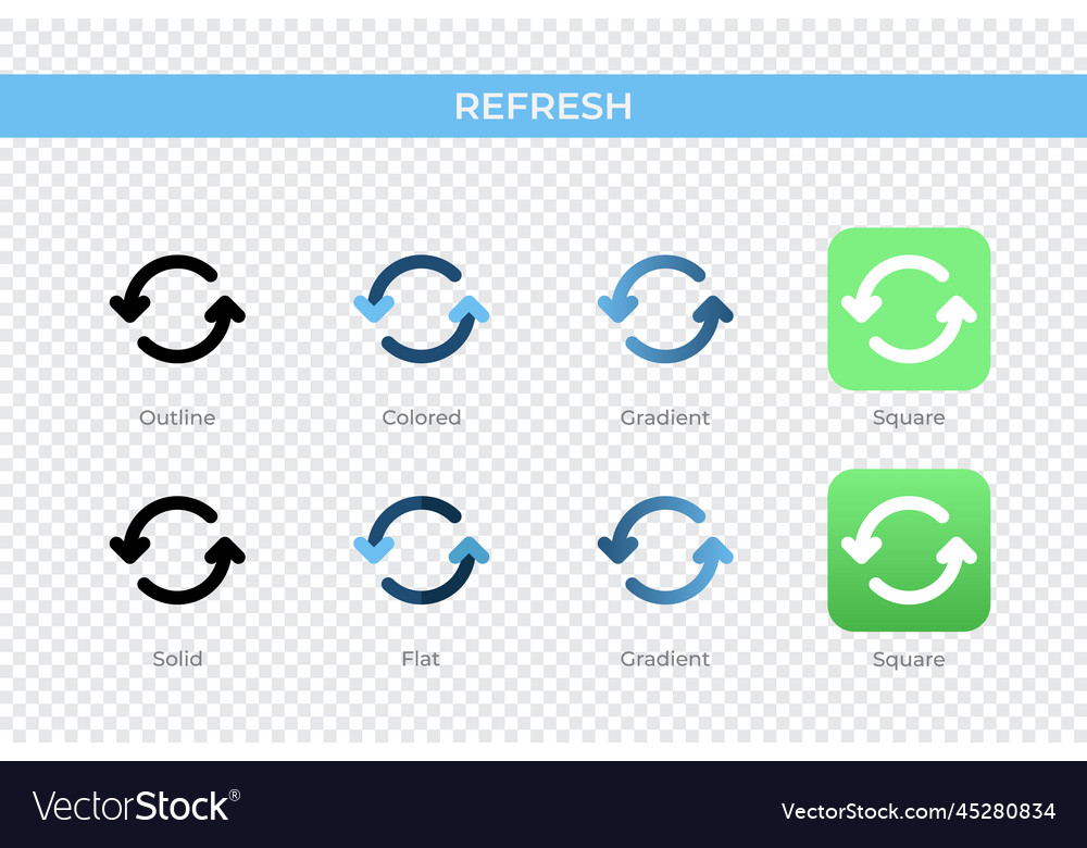 Refresh icon in different style refresh icons Vector Image