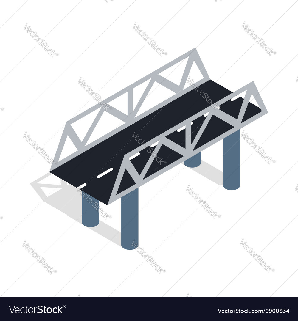 Road bridge icon isometric 3d style