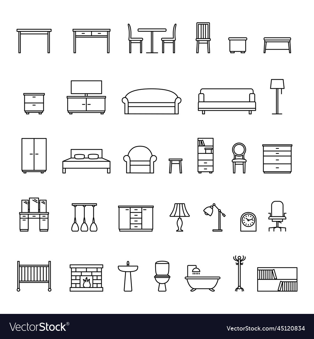 Set Of Home Furniture Icons Royalty Free Vector Image