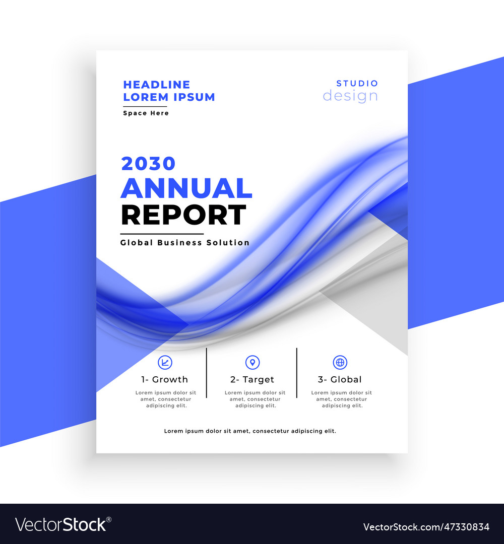 Wavy style corporate annual report layout Vector Image