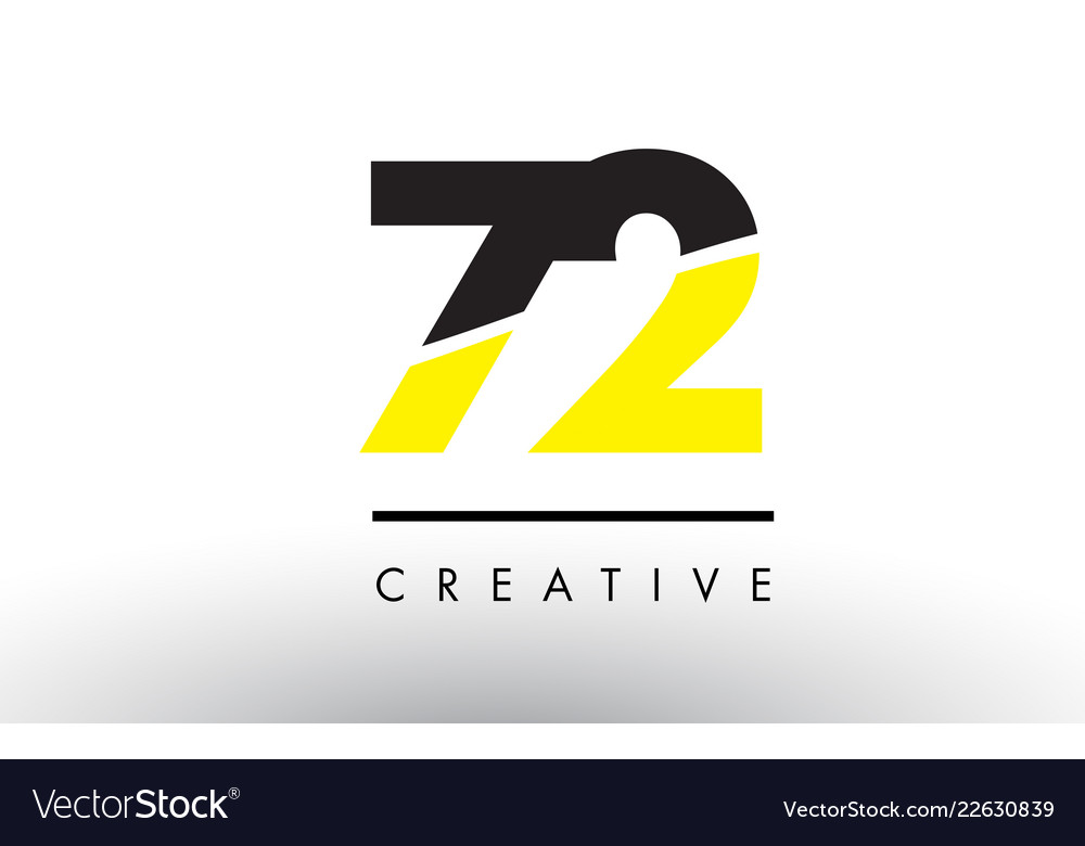 72 black and yellow number logo design Royalty Free Vector