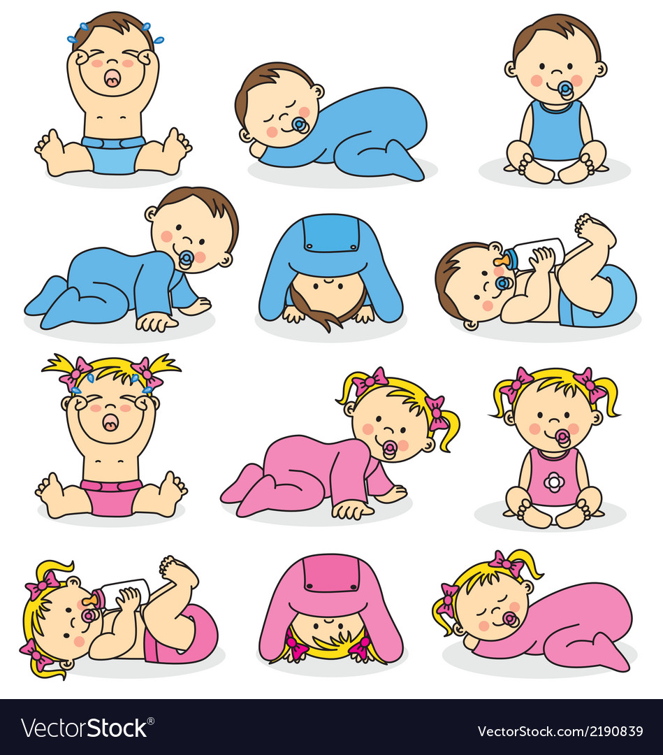 Baby boys and girls Royalty Free Vector Image - VectorStock