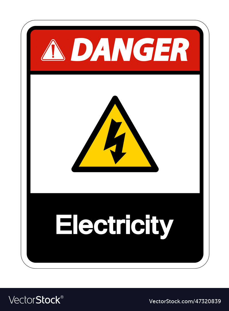 Danger Electricity Symbol Sign Isolate On White Vector Image