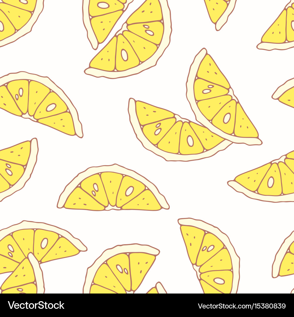 Hand drawn seamless pattern with lemon Royalty Free Vector