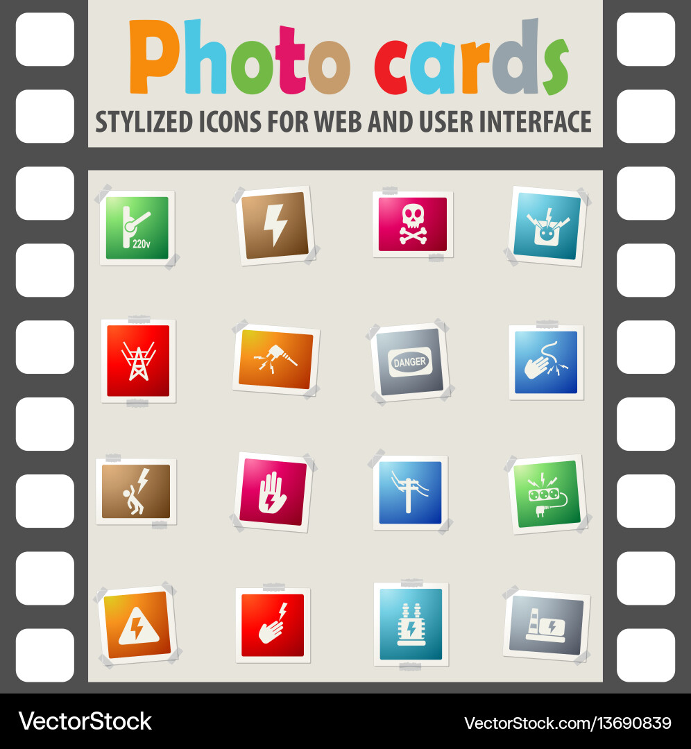 High voltage icon set Royalty Free Vector Image