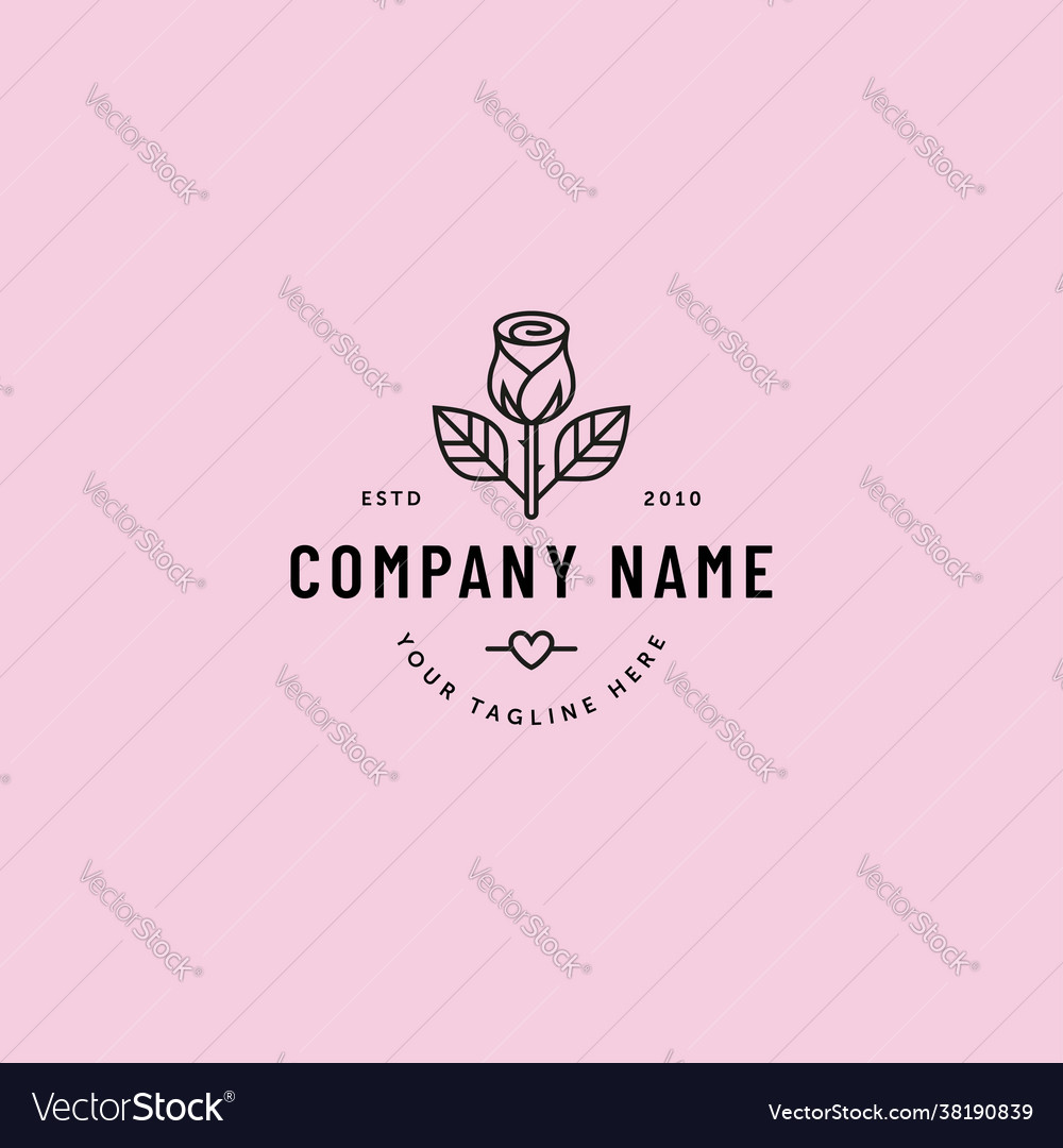 Rose Flower Logo Label Emblem Template Royalty Free Vector 3686