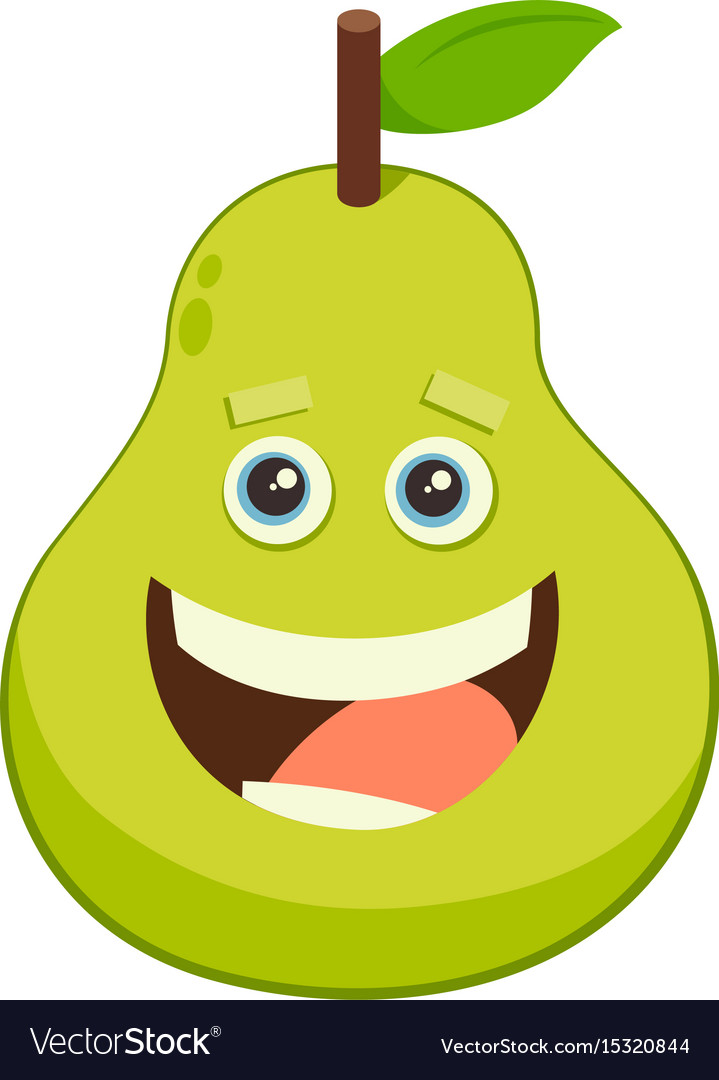 Cartoon pear fruit character Royalty Free Vector Image