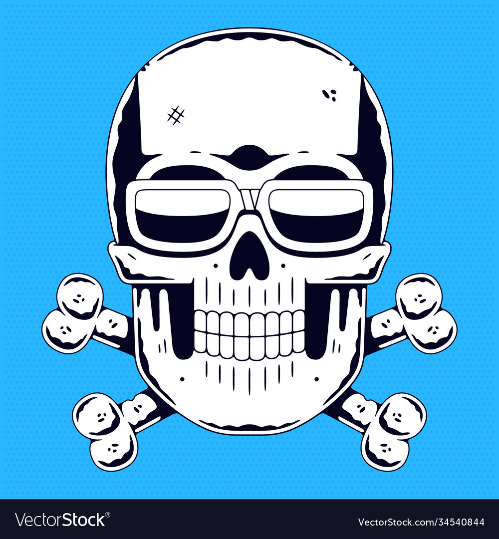 Funny skull modern logo with bones Royalty Free Vector Image