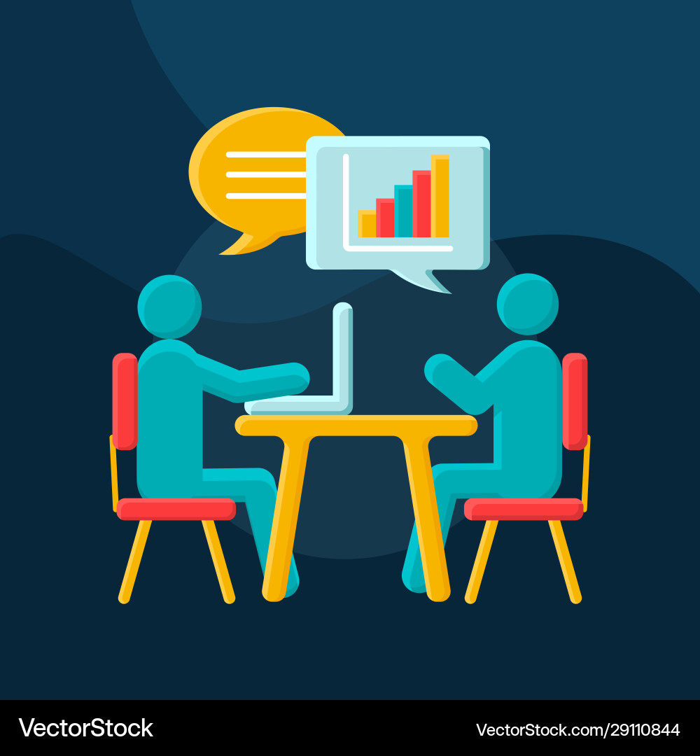 Hr interview flat concept icon Royalty Free Vector Image