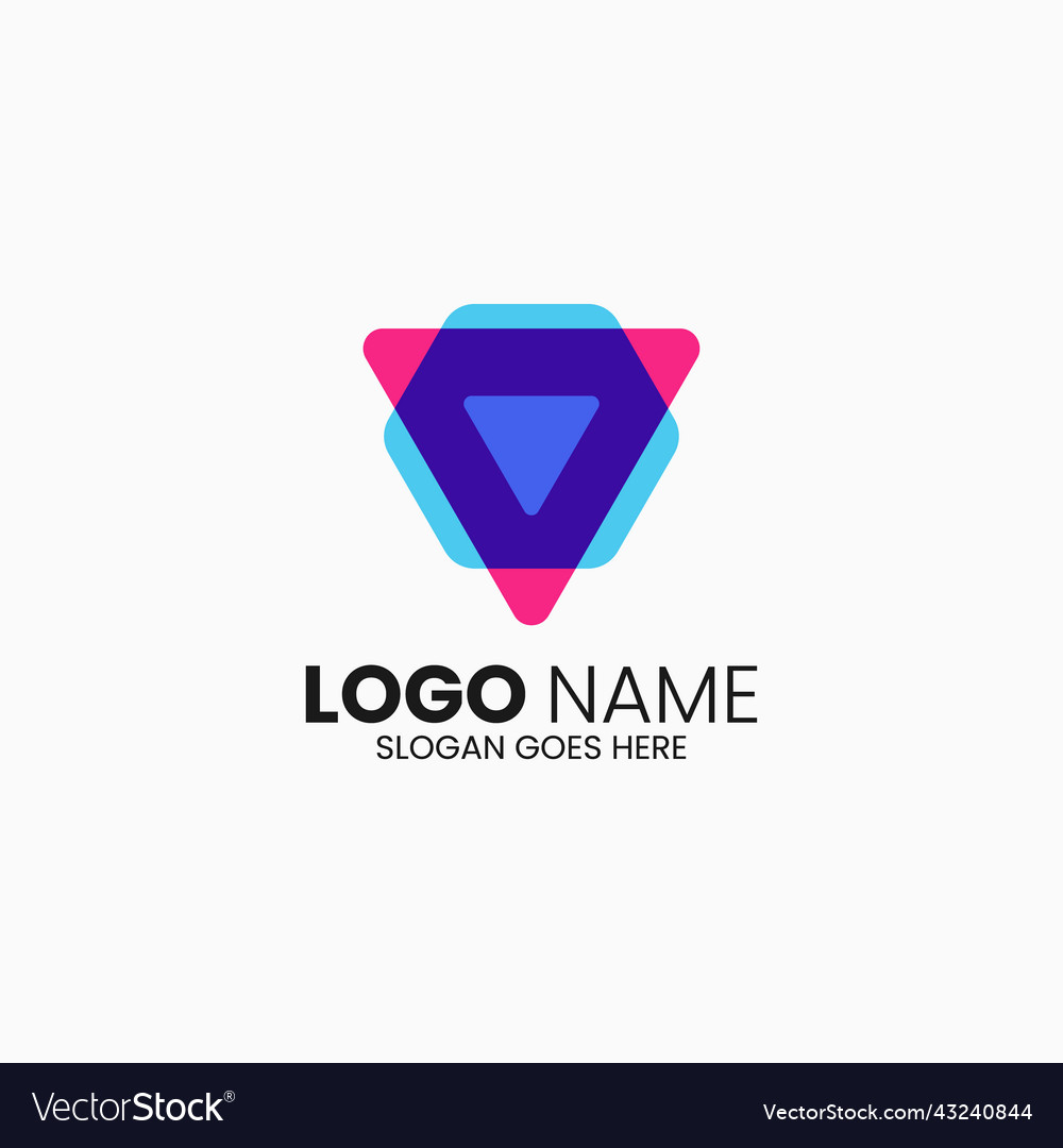 Logo abstract hexagon simple color style Vector Image