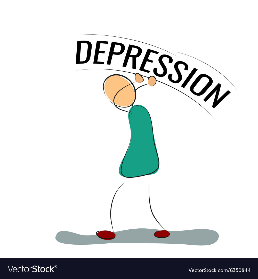 Man Or Woman Bears The Sign Depression Royalty Free Vector