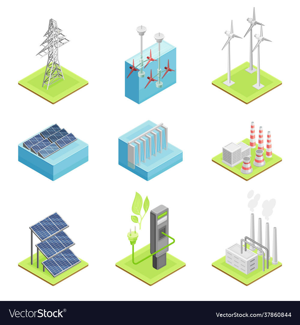 Renewable green energy source with wind generator Vector Image