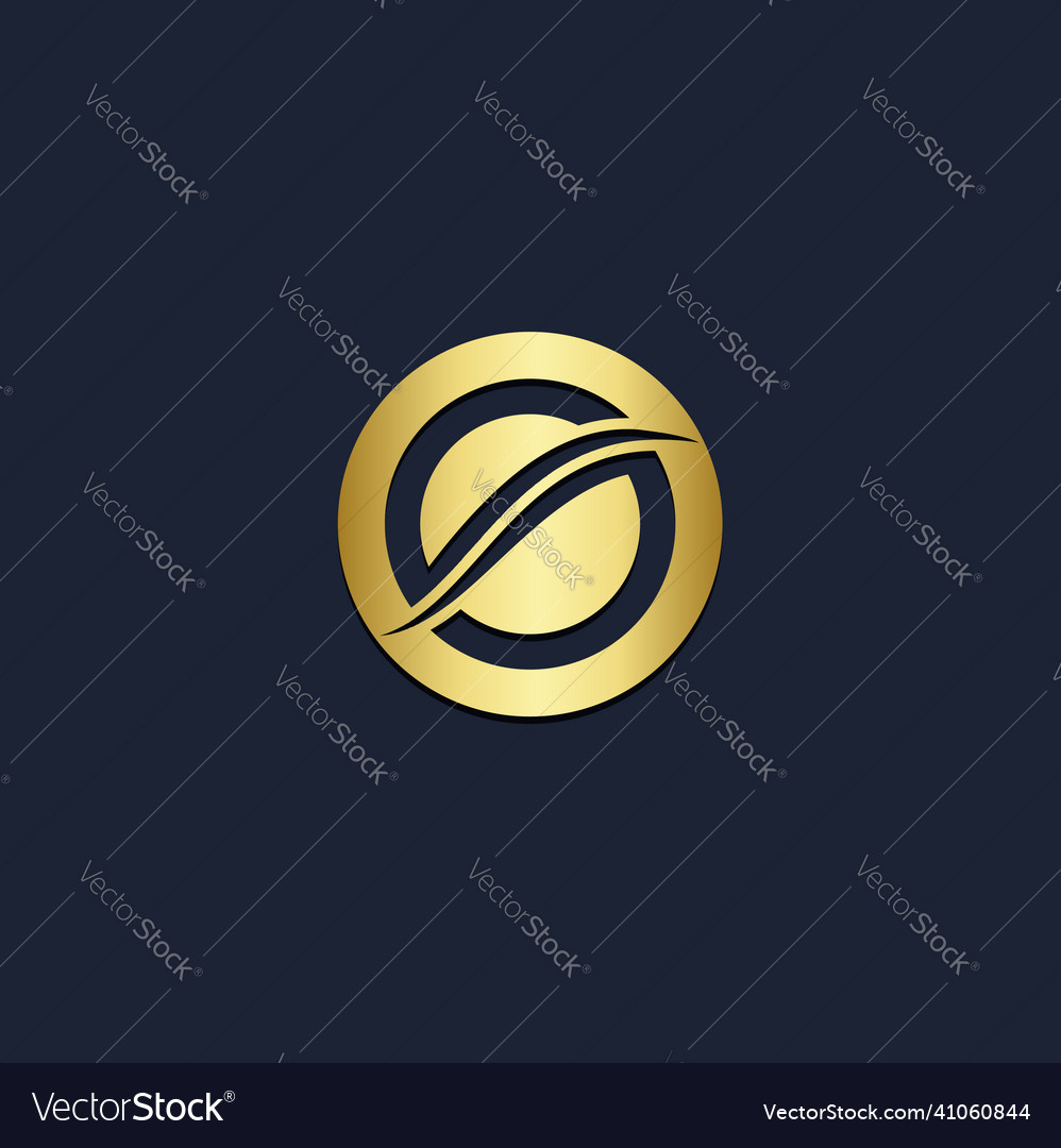 Round wave gold logo Royalty Free Vector Image