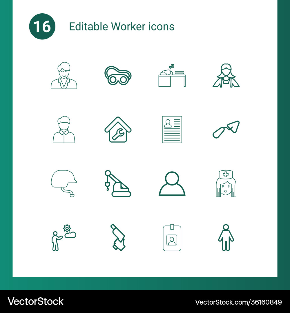 16 worker icons Royalty Free Vector Image - VectorStock