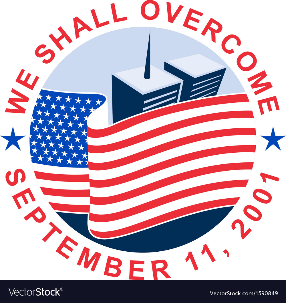 American Flag With Twin Tower Building 911 Vector Image American Flag With Twin Tower Building 911 Vector Image