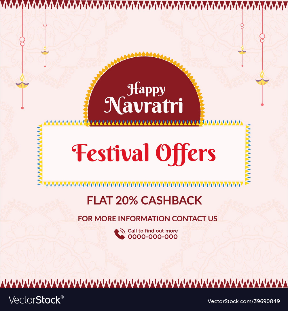 Banner design of happy navratri festival offer Vector Image